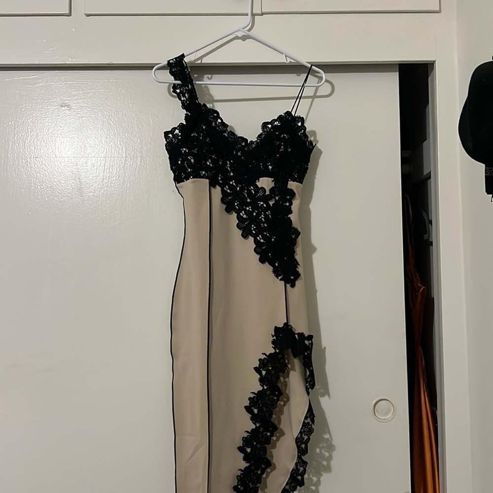 black & cream lace dress